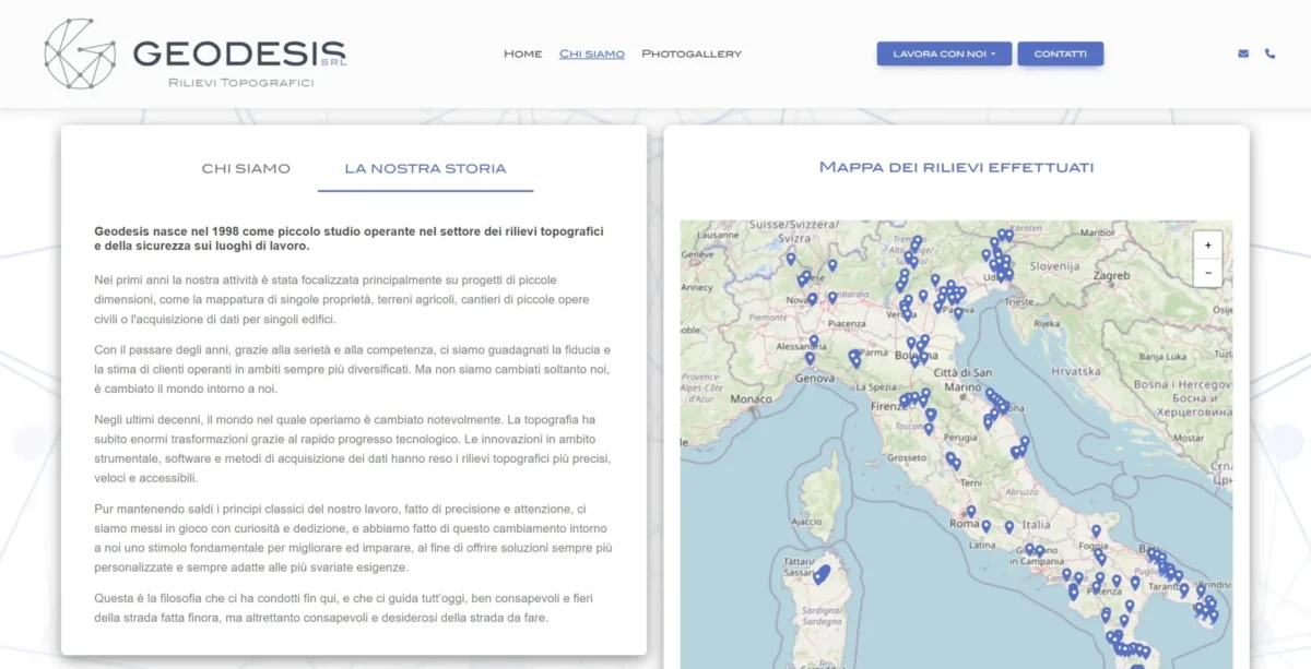 Mappa personalizzata dei rilievi effettuati da Geodesis a Roma con punti importati da file KMZ