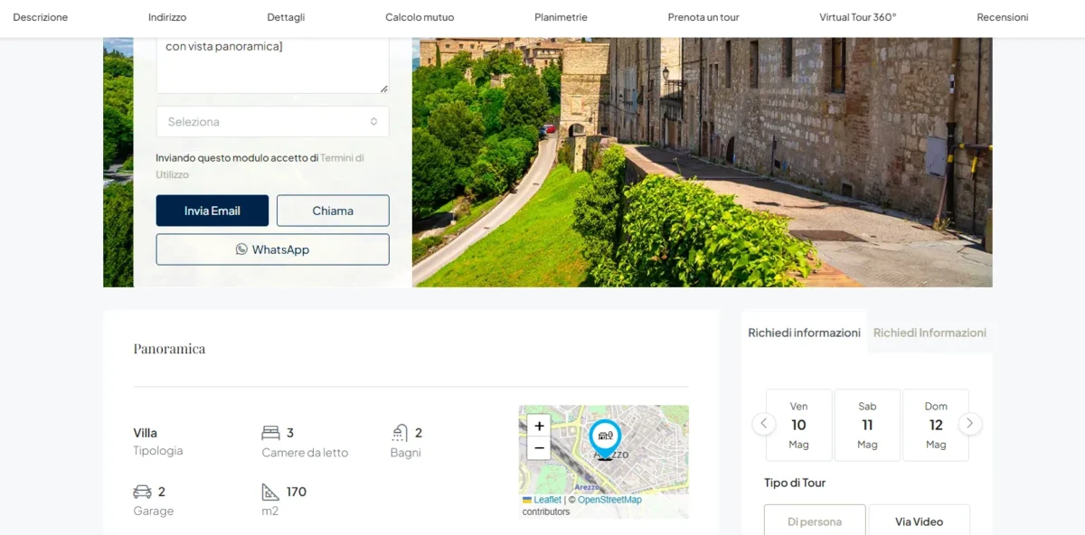 Scheda dettagliata di un immobile nel sito WordPress