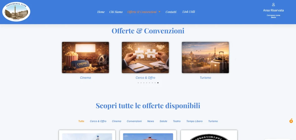 Pagina di una categoria di convenzioni con hero e articoli associati